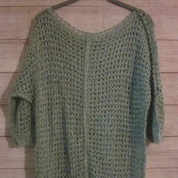 Decree Women's Size Small Sweater Knit Pullover 3/4 Sleeve Open Knit Green Over - Picture 4 of 5